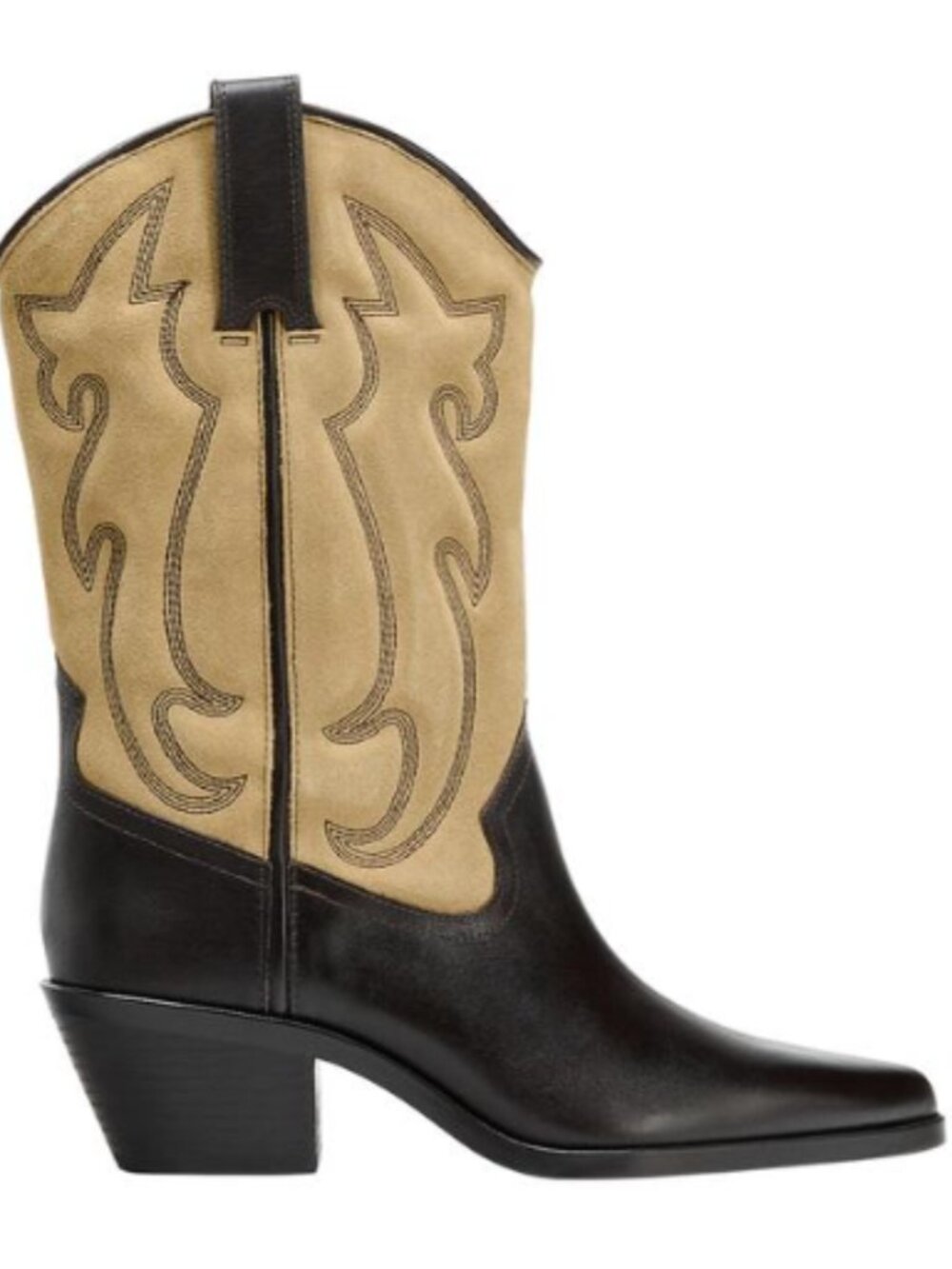EMBROIDERED COMBINED LEATHER BOOTS